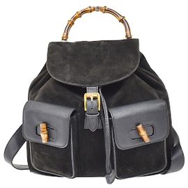 Gucci Vintage Bamboo Suede Medium Noir