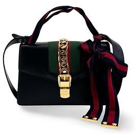 Gucci Sylvie Chain Leather Mini Noir