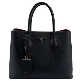 Prada Cuir Double Saffiano Leather Medium Schwarz