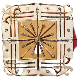 Hermès Lenço Hermes Carré 90 com design de bengalas e bastões de caminhada Vermelho