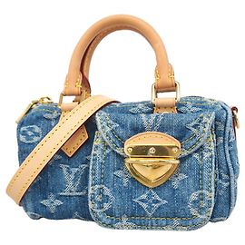 Borsa a mano Louis Vuitton Monogram Denim Nano Speedy Blu