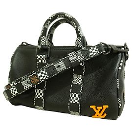 mala de mão Louis Vuitton Damier Distorted Keepall XS Preto