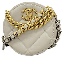 Bolsa de ombro Chanel em pele de cordeiro cinza Marrom