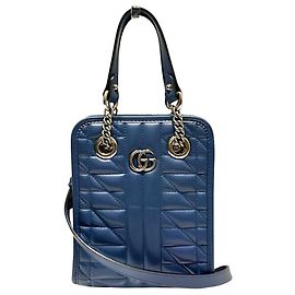 Borsa a tracolla mini matelassé Gucci GG Marmont Blu