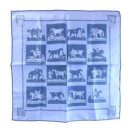 Hermès Lenço de seda Hermes Allure de Cheval Azul