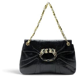 GUCCI DRAGON 135952 TOM FORD PYTHON LEATHER STRASS SHOULDER BAG Black
