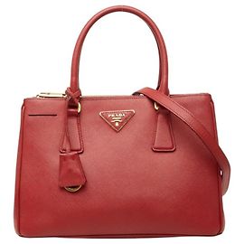 Bolso 2-Way Prada Galleria Saffiano con logotipo triangular Roja