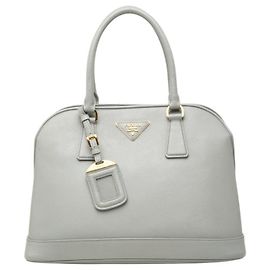Borsa Prada con placca logo triangolare Blu