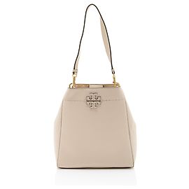 Bolsa Bucket McGraw em couro Tory Burch Marrom Bege