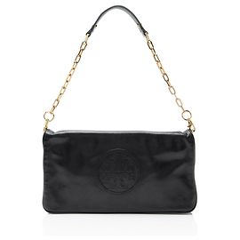 Clutch Tory Burch Leather Reva Bombe Preto