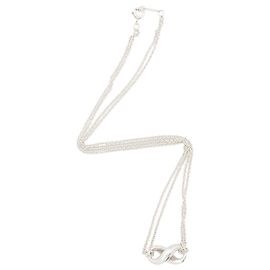 Tiffany & Co. Sterling Silver Infinity Double Chain Necklace Silvery Metallic