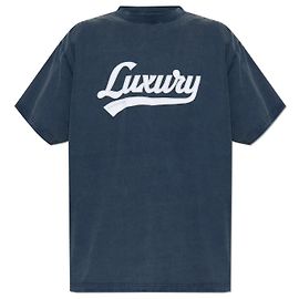 Camiseta Balenciaga Logo Azul de Algodón Azul Azul marino