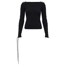 Balenciaga Ribbed long-sleeve top Black