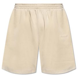 Pantaloncini Balenciaga in cotone con logo marrone beige Marrone Beige