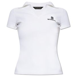 Balenciaga  Polo mit besticktem Logo Weiß