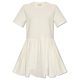 Robe Moncler à manches courtes en coton crème Blanc Écru
