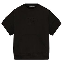 T-shirt oversized preta de algodão com bolso Dolce & Gabbana Preto