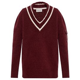 Moncler Wollpullover bordeaux V Ausschnitt Rot Bordeaux