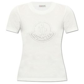 T-shirt Moncler bianca con logo in cotone Bianco