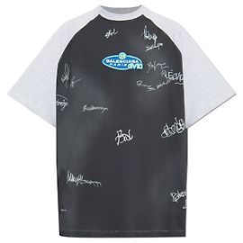 Balenciaga T-shirt with Patch Grey Cotton Oversized Grey