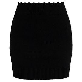 Chloé Schwarzer Wollrock Mini Rippstrick Schwarz