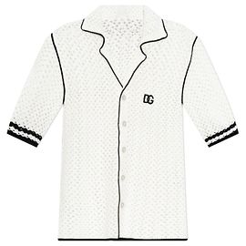 Camicia Dolce & Gabbana bianca in maglia di cotone a maniche corte Bianco