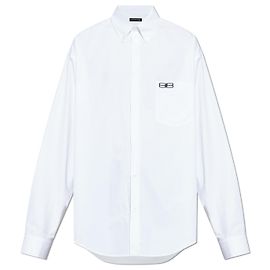 Camicia Balenciaga Logo Bianca in Cotone Bianco