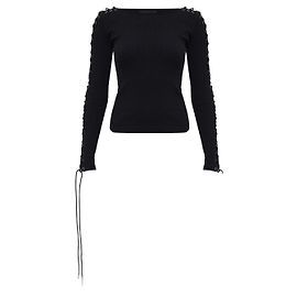 Balenciaga Top a maniche lunghe a costine Nero