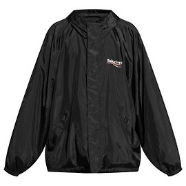 Balenciaga Oversized Hooded Jacket Black Polyester Black