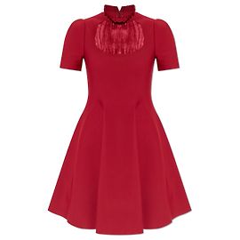 Alexander Mcqueen Kleid mit Stehkragen Rot