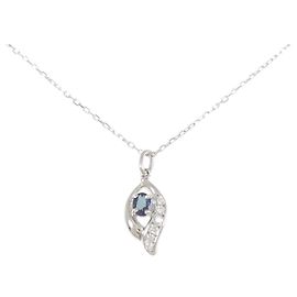Autre Marque Pt850 Saphir Diamant Halskette Silber