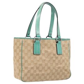 GUCCI GG Canvas Tote Bag Beige Silver 113019 Altro