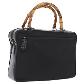 GUCCI Bamboo Hand Bag Nylon Black Silver 000 0538 Altro