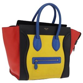 Céline CELINE Luggage Mini Shopper Hand Bag Leather Black Gold Autre