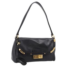 PRADA Shoulder Bag Leather Black Gold Altro