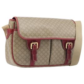 Céline CELINE Macadam Canvas Schultertasche PVC Beige Gold Andere