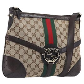 GUCCI GG Canvas Web Sherry Line Interlocking G Shoulder Bag 131033 Other