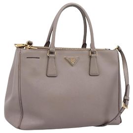 PRADA Handtasche Saffiano-Leder 2way Grau Gold Andere