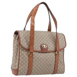 Céline CELINE Macadam Hand Bag PVC Beige Gold Tone Otro