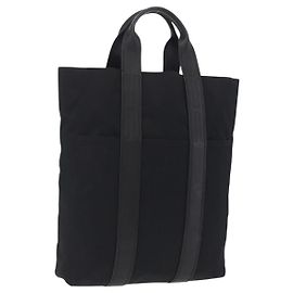 Hermès HERMES Acapulco Cabas MM Hand Bag Canvas Leather Black Silver Other