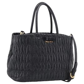 Miu Miu Hand Bag Leather 2way Black Gold Altro