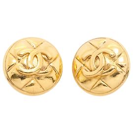 Chanel Gold-Plated Clip Earrings Golden