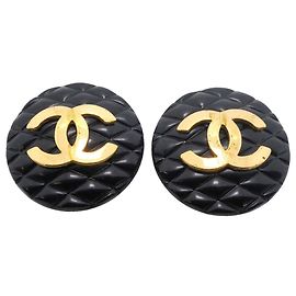 Pendientes de clip Chanel Black and Gold Negro Dorado