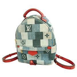 Louis Vuitton Monogram Denim Palm Springs Backpack MINI Blau