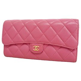 Chanel Matelassé Long Wallet Pink