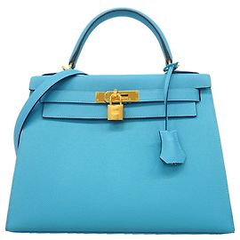 Hermès Sac à main Hermes Kelly 28 en Blue Nord Bleu