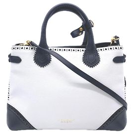 Borsa a tracolla Burberry in pelle di vitello Nero Bianco