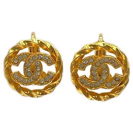 Orecchini a clip Chanel Coco Mark con strass D'oro