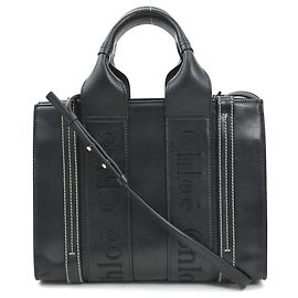 Chloé Woody Small Leather Shoulder Bag Negro