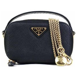 Sac à épaule en cuir Prada Noir